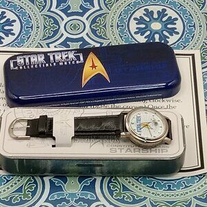 STAR TREK Collectible WATCH STAR SHIP Theme Song 1998 w/Case Battery Required